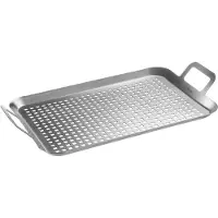 Sans marque Grillpan plat en large, praktisch voor het grillen van groenten, vele en andere lekkernijen, duurzaam, vaatwasmachinebestendig, roestvrij staal
