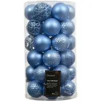 Décoris Kerstbal kunststof d6 cm sky blauw 37 st