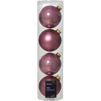Décoris Kerstballen glas d10 cm vintageroze 4 st