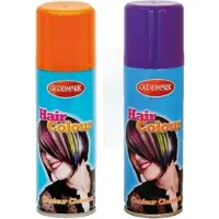 Goodmark Carnaval verkleed haarverf - haarspray - kleuren oranje en paars - 125 ml per flacon - verven