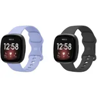Strap-it siliconen smartwatch bandjes 2-pack geschikt voor Fitbit Versa 3 / Fitbit Versa 4 / Fitbit Sense / Fitbit Sense 2 – Lavendel & Zwart – comfortabel, flexibel & lichtgewicht – Maat L