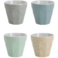 Excellent houseware Espresso Koffiekopjes - 4x stuks - porselein - 90 ml - kleuren mix