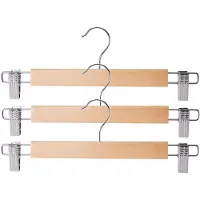 Storage solutions broeken/rokken kledinghangers - set 3x stuks - naturel hout - 33 cm - Kledingkast hangers / kleerhangers