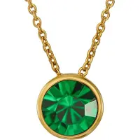Traveller Hanger met Ketting - Collier Dames - 22kt Verguld - Kristal - 10 mm - Smaragd Groen - 40+4+4 cm - 157862
