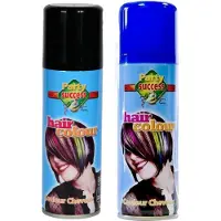 Goodmark Carnaval verkleed haarverf - haarspray - kleuren zwart en blauw - 125 ml per flacon - verven