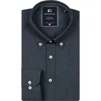 Giordano overhemd donkerblauw gemeleerd katoen