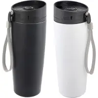Cuisine Elegance Thermosbekers - warmhoud drinkbekers - 2x stuks - wit en zwart - 380 ml - Isolerende drinkbekers - warme dranken - reisbekers