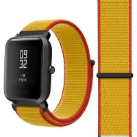 Strap-it Nylon bandje geschikt voor Xiaomi Amazfit Bip / GTS / GTS 2 / GTS 3 / GTS 4 - Mini / Bip Lite / Bip U / Bip U Pro - Duitsland - Geel - Rood
