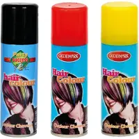 Goodmark Carnaval verkleed haarverf - haarspray - 3 kleuren - geel-zwart-rood - 125 ml per flacon - verven - Belgie - Duitsland