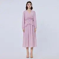 S&J Weekends Lange ruche chiffon jurk