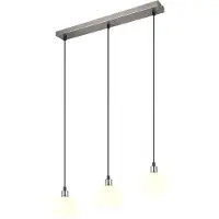 TRIO Nikkel hanglamp Molly 3-lichts wit glas