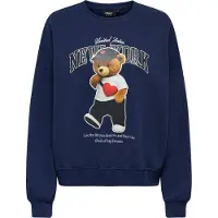 Kids Only GIRLS Sweatshirt 'KOGLINDA' nachtblauw / karamel / zwart / wit