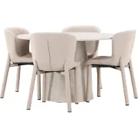 Ebuy24 Lanzo eethoek tafel Ø120cm en 4 stoelen beige.