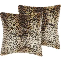 Beliani FOXTAIL - Sierkussen set van 2 - Bruin - 45 x 45 cm - Acryl