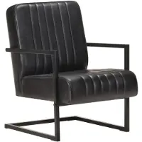 vidaXL Fauteuil echt leer zwart