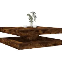 vidaXL Salontafel 360 graden draaibaar 90x90x34,5 cm gerookt eiken