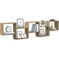 vidaXL Wandschap kubus 5 vakken bewerkt hout artisanaal eikenkleurig