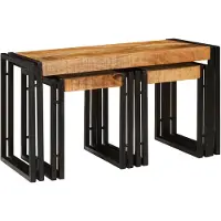 vidaXL Nesttafel 3 st Bruin en Zwart 82 x 40 x 45 cm