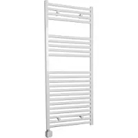 Sanicare Carini elektrische Wifi radiator 112x45cm wit met thermostaat zilver linksonder