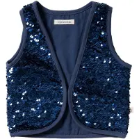 Your Wishes gilet blauw met pailletten Meisjes Katoen Ronde hals Effen - maat 110 - glitter