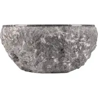 Differnz Asti Waskom - Opzetwaskom van Gepolijst Marmer - Rond Model - Onderhoudsvriendelijk - Uniek Steenpatroon - Geschikt voor de Badkamer - Afmeting Ø 38 cm x 15 cm - Kleur Grijs