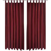vidaXL Micro-Satijnen Gordijnen met Ringen 140 x 175 cm 2 stuks (Wijnrood)