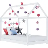 vidaXL Kinderbedframe massief grenenhout wit 70x140 cm