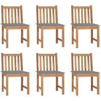 vidaXL Tuinstoelen, 6 stuks met kussens, massief teakhout