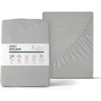 The Living Store - Katoenen Hoeslaken - Enkel Jersey - 80/90/100 x 200 cm - 100% katoen - Grijs - Eenpersoons - Hotelkwaliteit