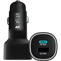 Xssive - Autolader 48W - 2 Poorten Snellader (USB-C 30W PD + USB-A QC) - Auto Oplader 12V/24V - Sigarettenaansteker USB (CC40)