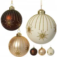 Kaemingk Glazen Kerstballen met Vuurwerkdecoratie - 8 cm, 6 stuks