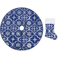vidaXL Kerstboomrok luxe met sok 150 cm stof blauw