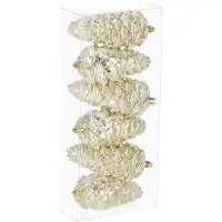 Springos Gouden Glitter Dennenhanger Kegels 6 Stuks - Onbreekbaar