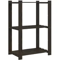 vidaXL Opbergrek 3-laags 60x38x90 cm massief grenenhout zwart
