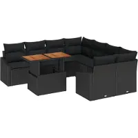 vidaXL Tuinset, 9-delig, zwart, polyrotan