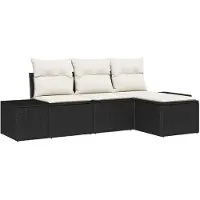 vidaXL Tuinbank Set 4 st Zwart en Crème poly rattan