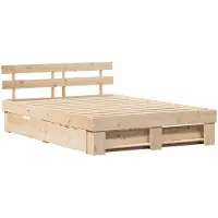 vidaXL Bedframe met hoofdeinde Bruin 140 x 200 cm Massief grenenhout