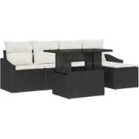 vidaXL Tuinbank Set 6 st Zwart en Crème poly rattan