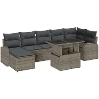 vidaXL Tuinbank Set 8 st Grijs poly rattan
