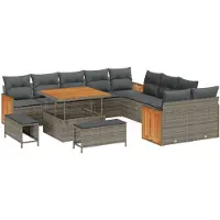 vidaXL Tuinbank Set 17 st 12-Aantal zitplaatsen Grijs poly rattan