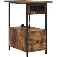 vidaXL Nachtkastje Rook Eiken 60 x 30 x 61 cm Bewerkt hout