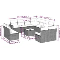 vidaXL 12-delige Loungeset met kussens poly rattan beige