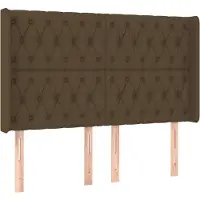 vidaXL Hoofdbord met randen 147x16x118/128 cm stof donkerbruin