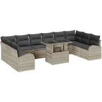 vidaXL Tuinbank Set 11 st Lichtgrijs poly rattan