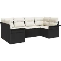 vidaXL Tuinbank Set 6 st Zwart poly rattan