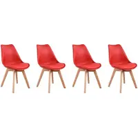 Happy Garden Set van 4 NORA Scandinavische stoelen rood met kussen