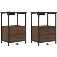 vidaXL Nachtkastje 2 st Bruin Eiken 40 x 31 x 60 cm Bewerkt hout