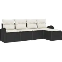 vidaXL Tuinbank Set 5 st Zwart poly rattan