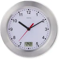 Hama badkamerklok- Mauritius- Wandklok - Thermometer- Aluminium