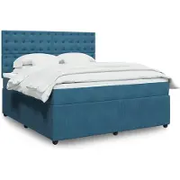 vidaXL Boxspring met matras fluweel donkerblauw 180x200 cm
